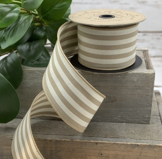 2.5” Canvas Stripe-Ivory and Tan