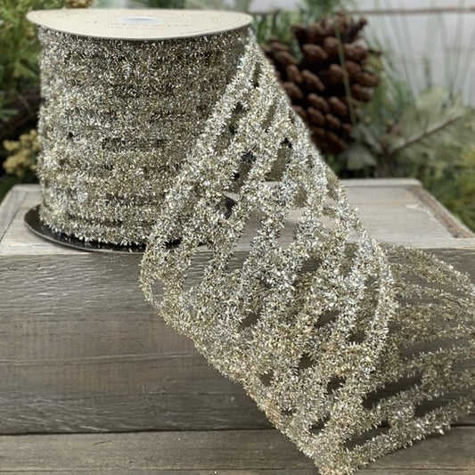 4” Large Tinsel Link Stretch Gold/Silver