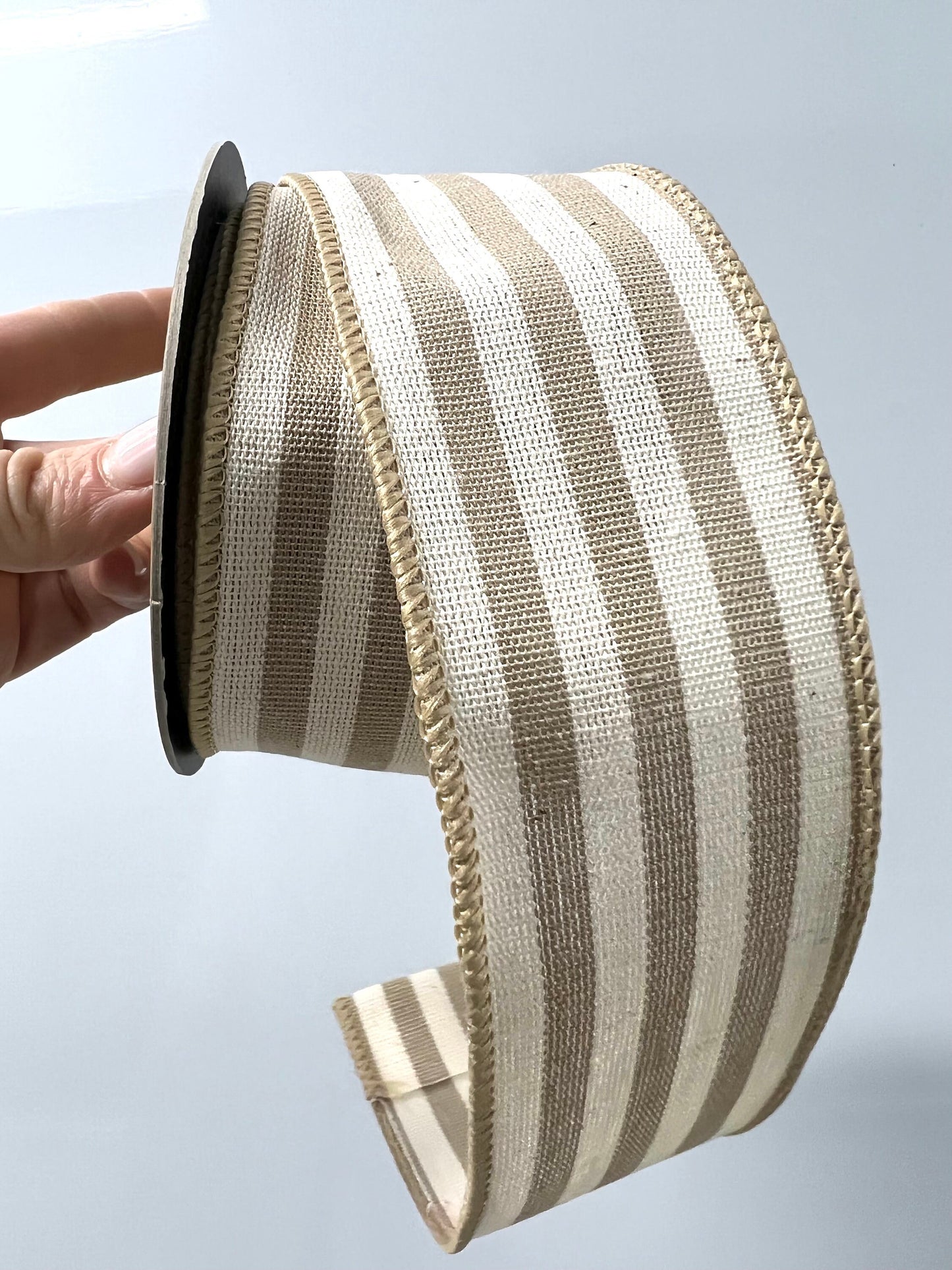 2.5” Canvas Stripe-Ivory and Tan