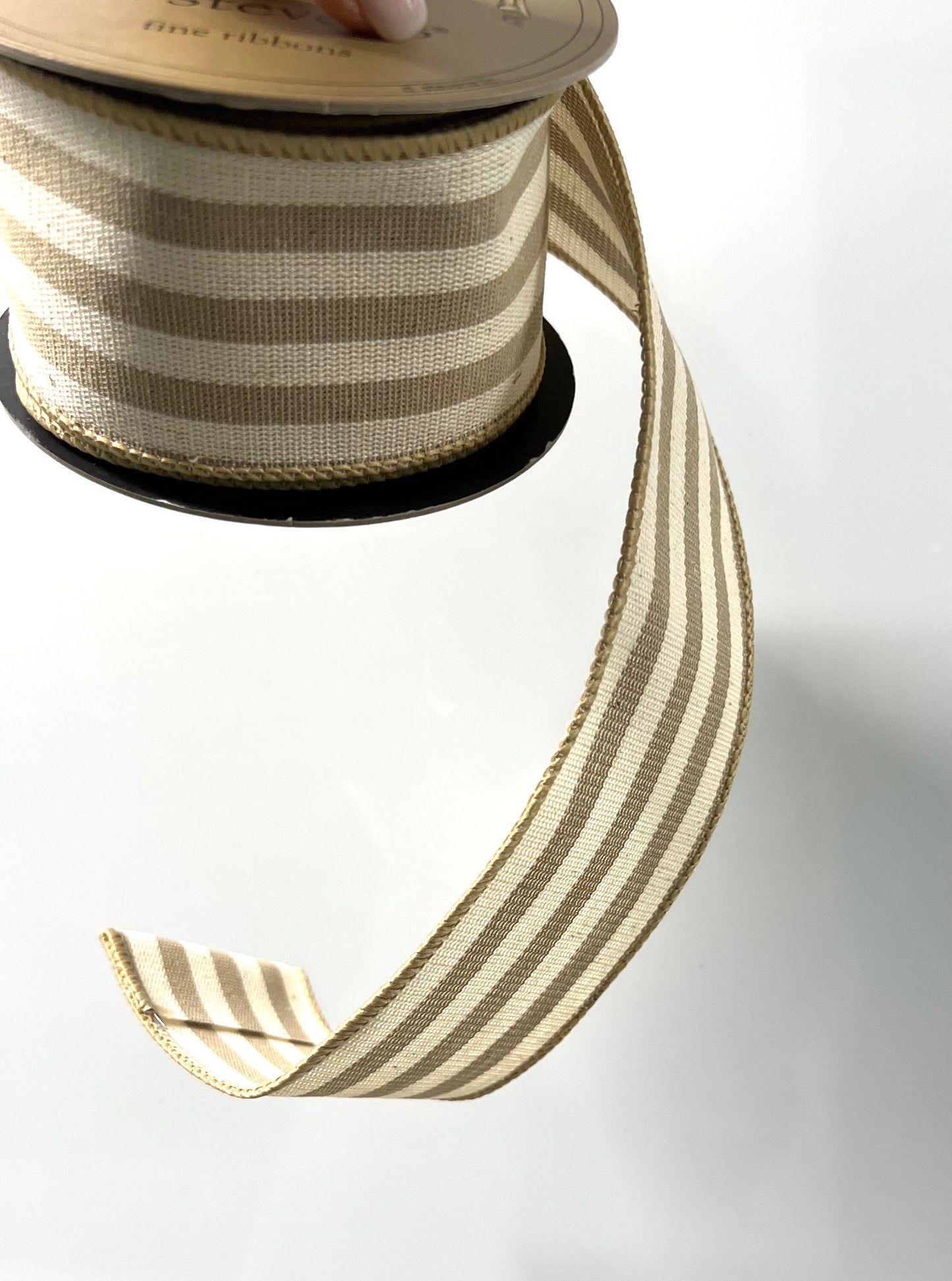 2.5” Canvas Stripe-Ivory and Tan