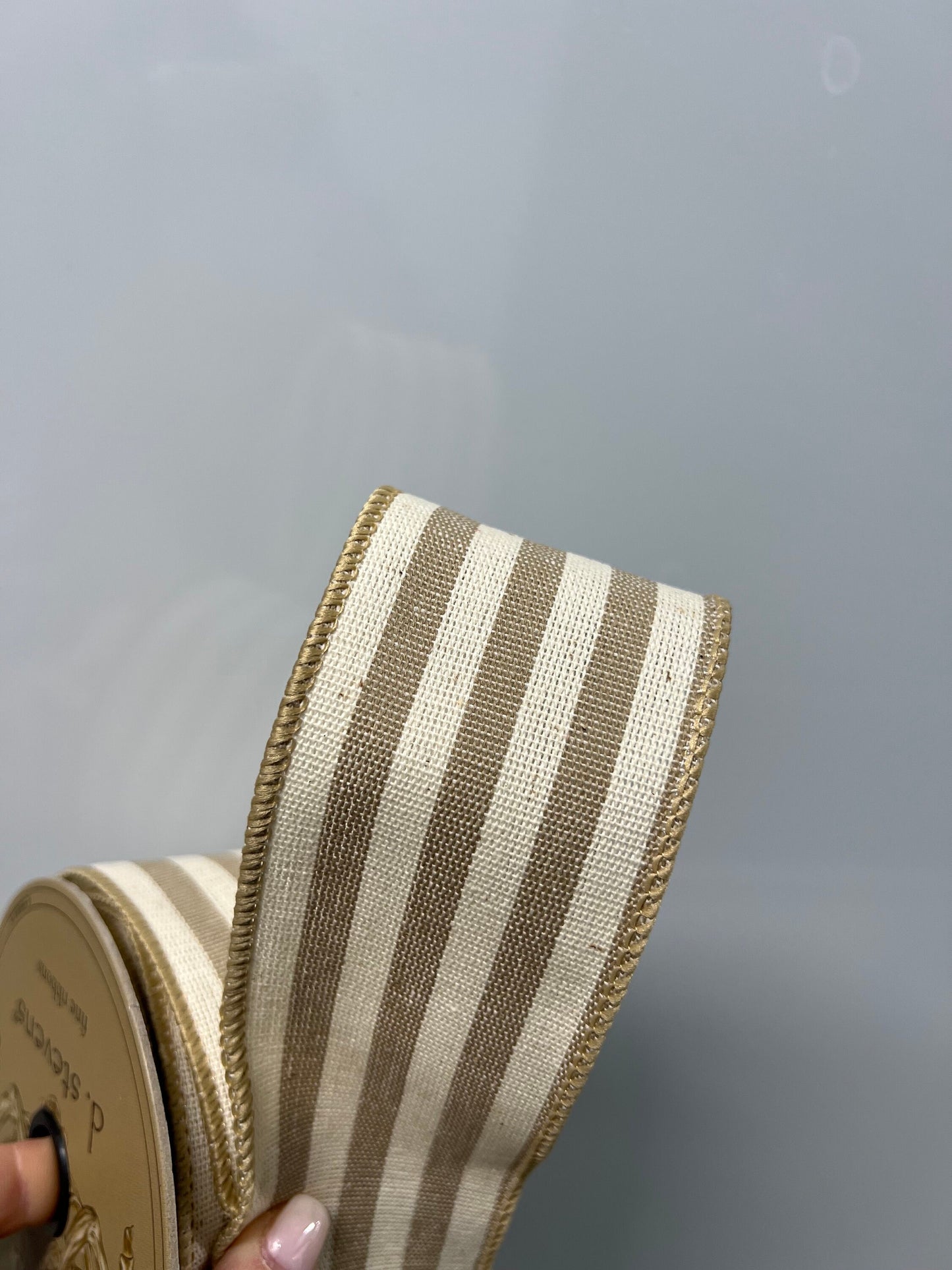 2.5” Canvas Stripe-Ivory and Tan