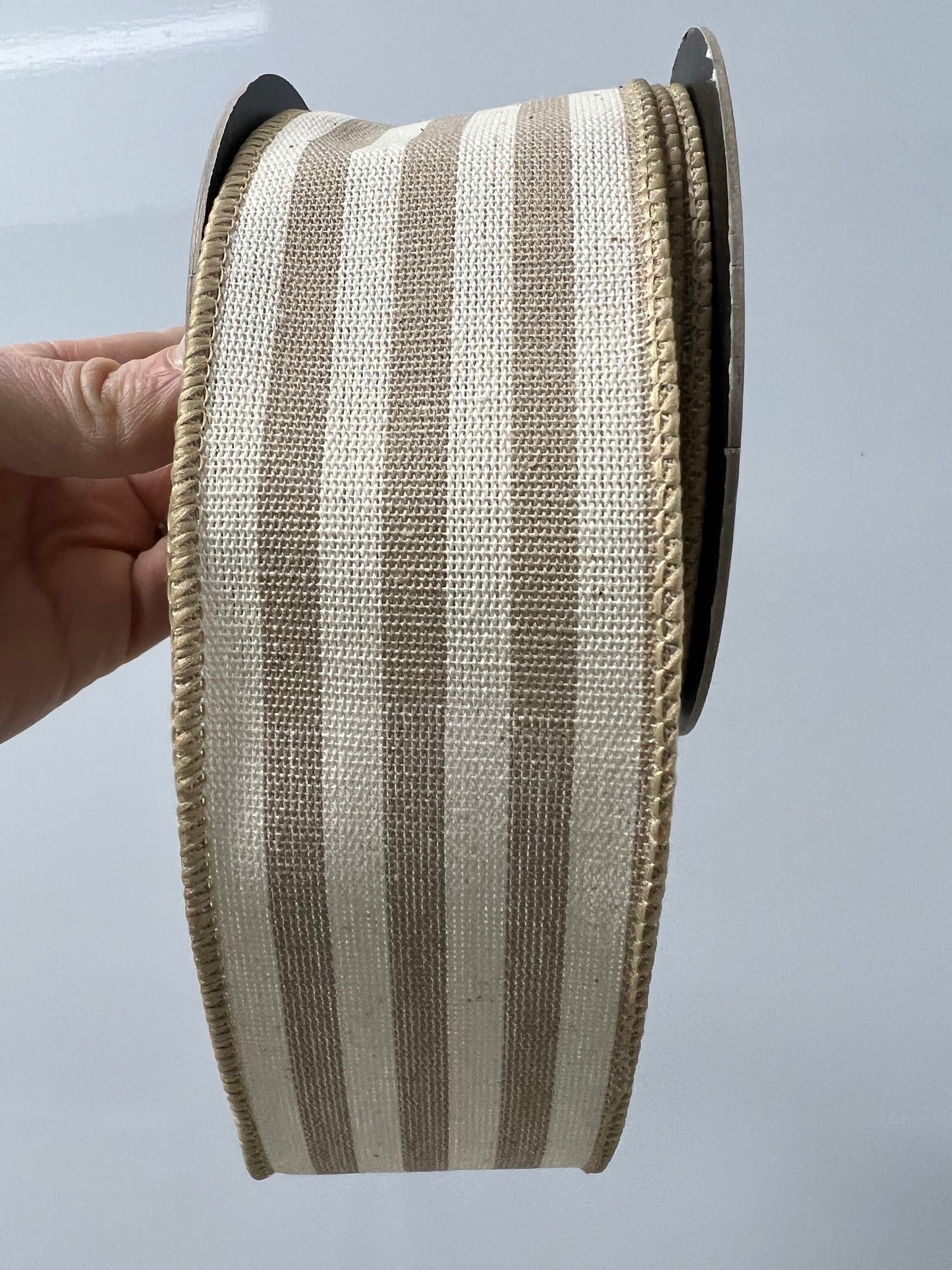 2.5” Canvas Stripe-Ivory and Tan